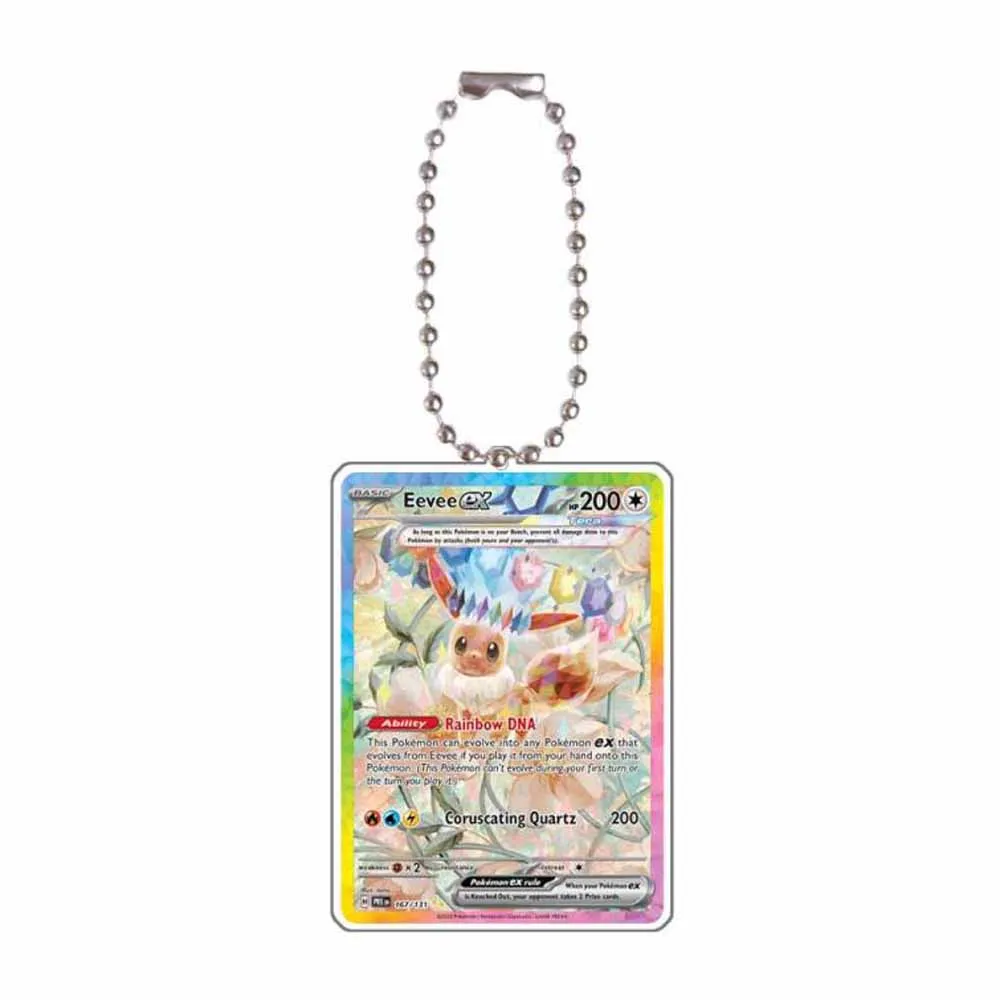 LLavero de Pokémon Anime Sylveon Eevee Glaceon Espeon Flareon Vaporeon Jolteon Leafeon, llavero colgante acrílico con forma de tarjeta de juego