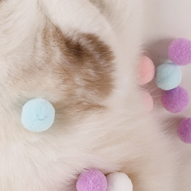 100 Pcs Small Pompoms for Cat Colorful Balls Launching Machine Soft Balls Soft PomPoms Balls Set of 100 Dropship