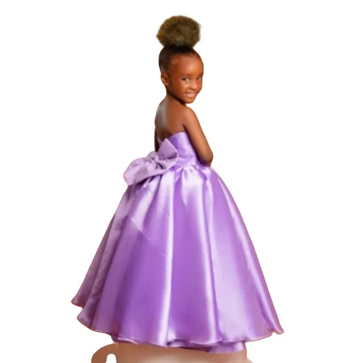 Атласное бальное платье с открытыми плечами, платье-труба, платье принцессы с бантом, платья с цветочным узором для девочек на день рождения, танцевальные представления, фотосессия