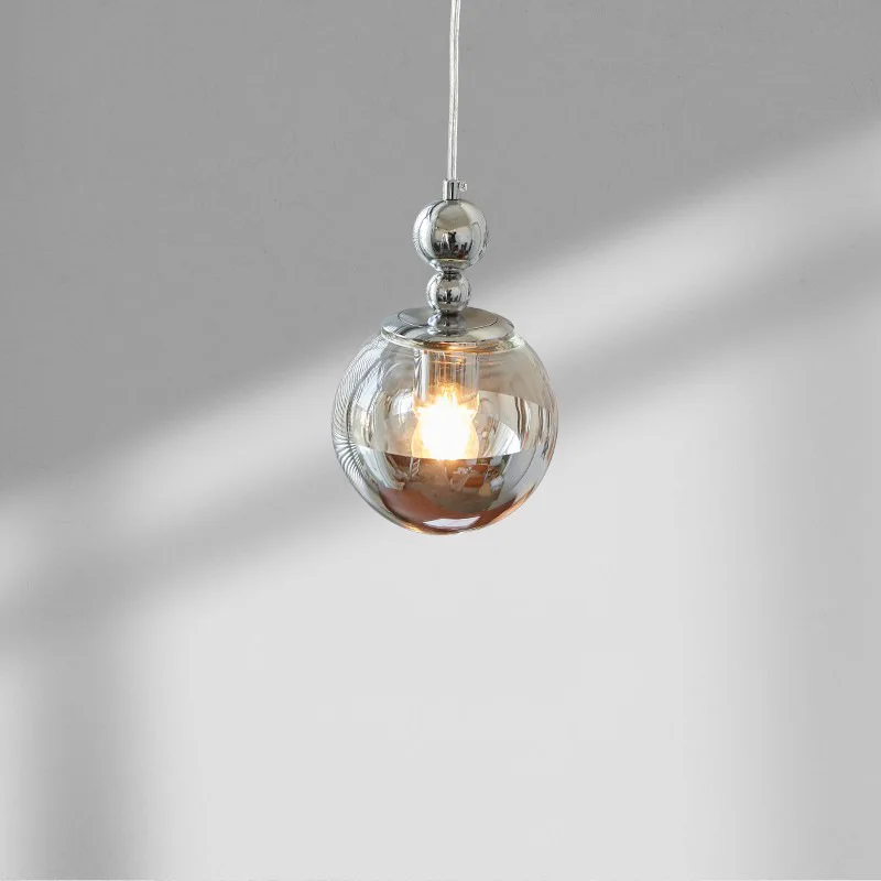 Lampe LED Suspendue en Forme de Boule de Verre Chromé, Luminaire Moderne et Minimaliste, Blanc Chaud, pour Salle à Manger, Salon, oral et