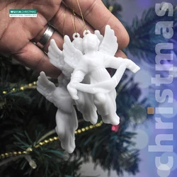 3pcs/Set Christmas White Angel Doll Small Elk Xmas Tree Hanging Ornaments New Year Gift Children's Toys Wedding Party Navidad