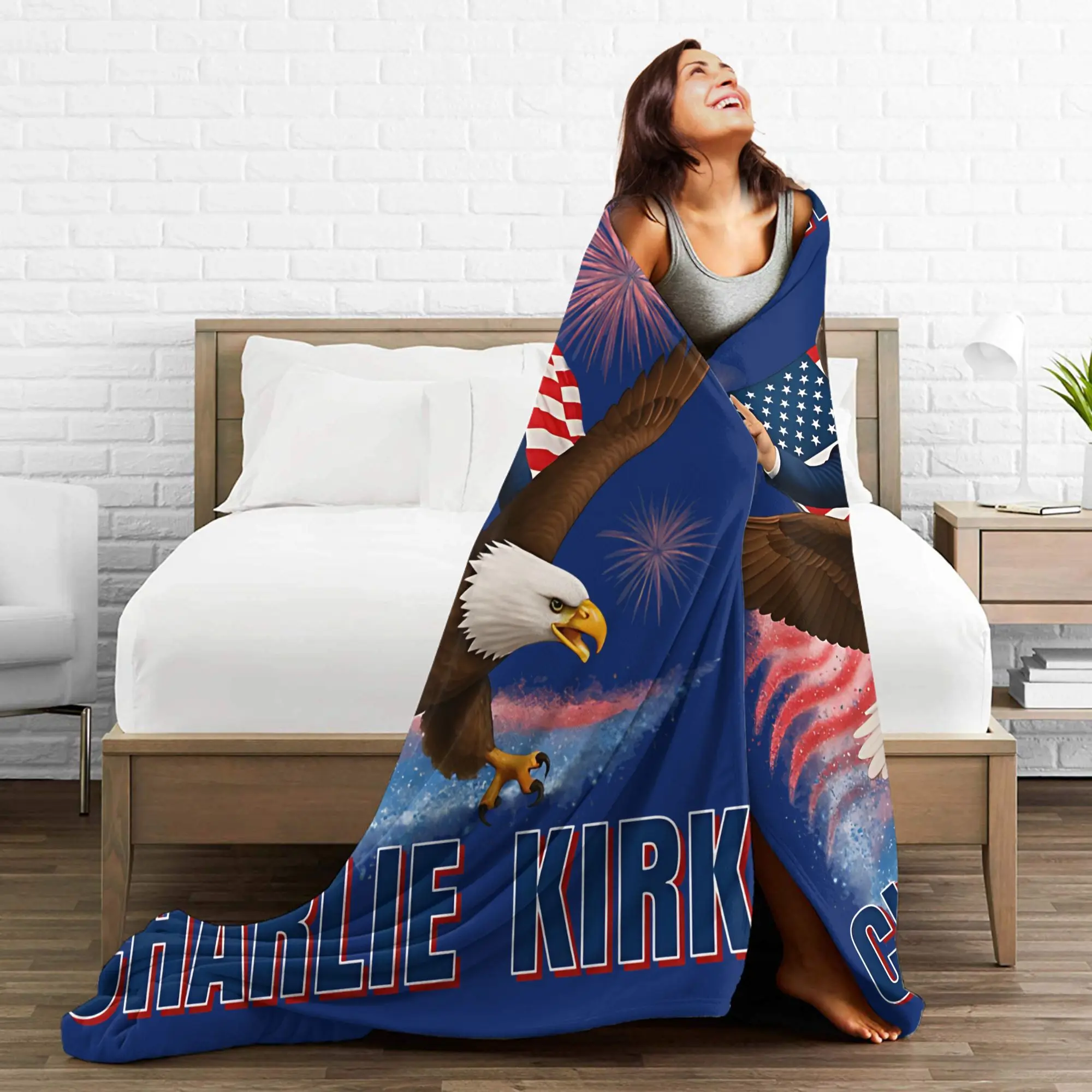 Charlie Kirk A True Patriot RIP Blanket  Plush Throw Blankets Home Couch Portable Lightweight Bedsprea,