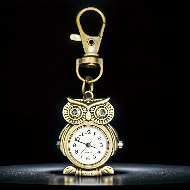 Vintage aristocratic owl with diamond keychain watch hanging watch quartz watch watch men's and women's backpack keychain