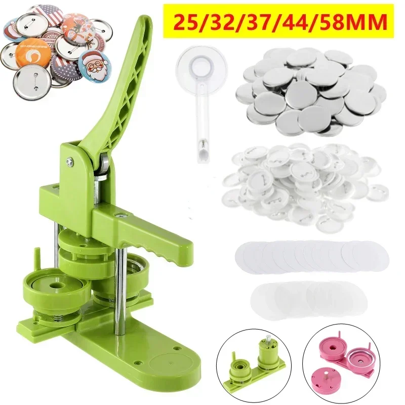 Badge Pin Button Maker Machine 25/32/37/44MM DIY Badges Set Pin Button Punch Press Machine Kit With Button Part Circle Cutter