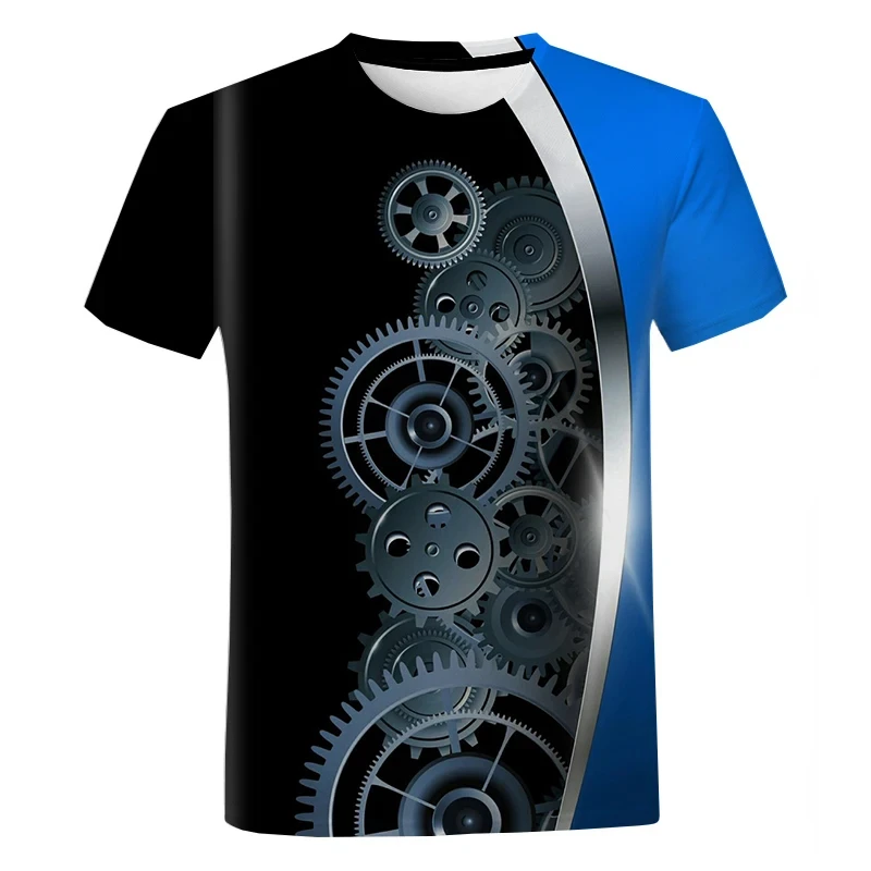 

3D Printed Electronics Mechanical Gears Men T-shirt 2023 Newest Fashion Trend Personality T Shirts Casual Oversized Tee Shirts