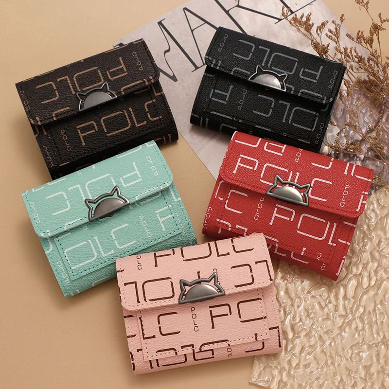 Fashion Women's Wallet Luxury Brand Card Bag Short Purse Monogram Print Triple Fold Card Purse Coin Purse Women's clutch bag