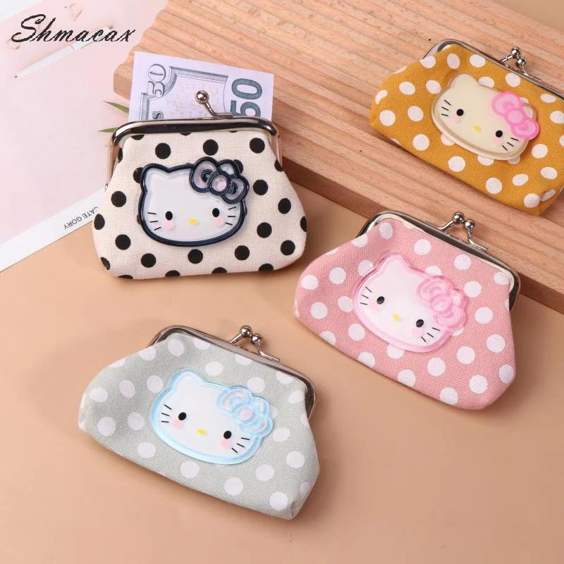 

HelloKitty Polka Dot Buckle Coin Purse, Key Bag, Clutch Bag, Girlish Heart Mini Student Coin Bag, Coin Purse