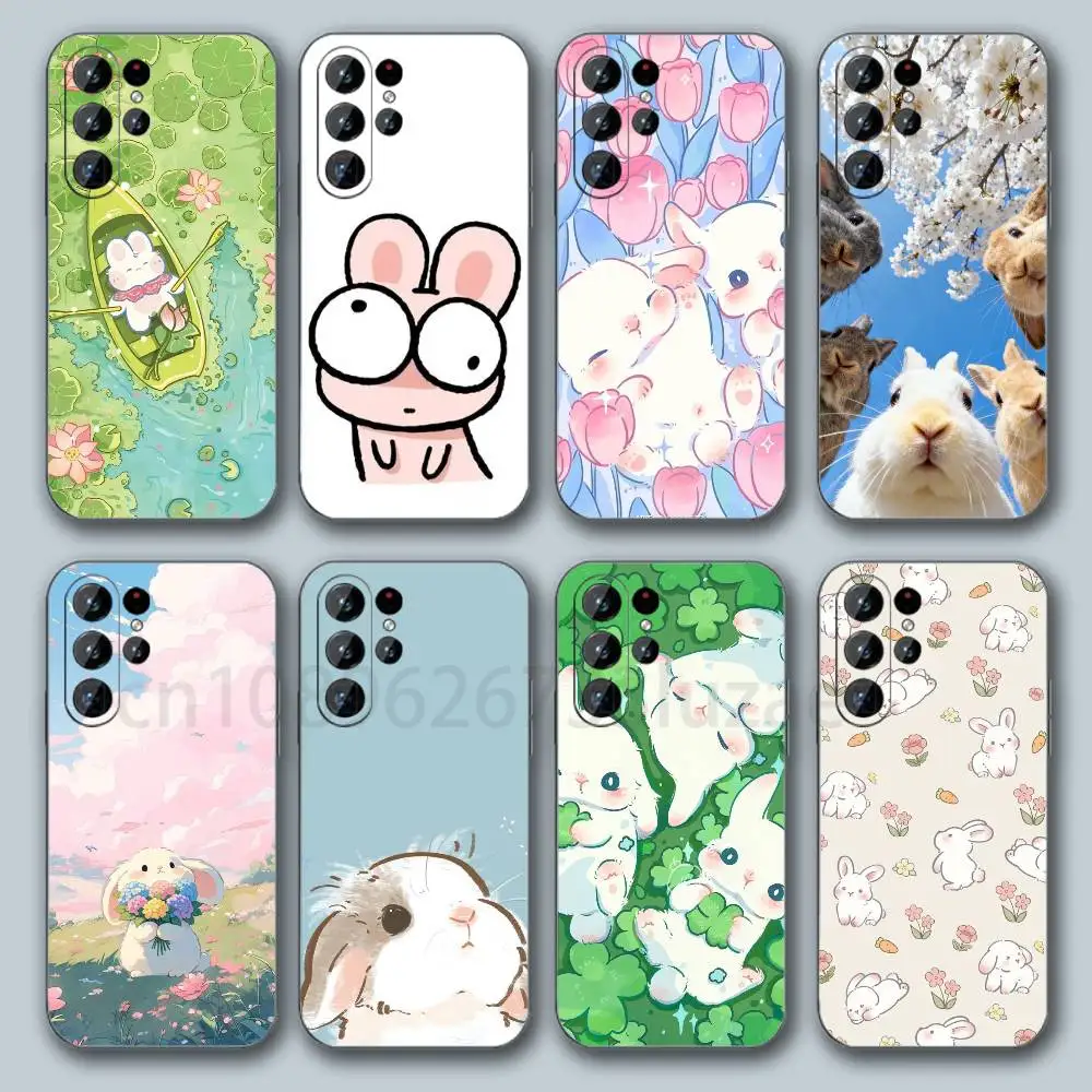 cuten rabbit  Phone Case For Samsung Galaxy S26 S25 S24 S23 S22 S21 FE Plus Ultra Cover TPU Shockproof Phone Cover S 25 24 23 22