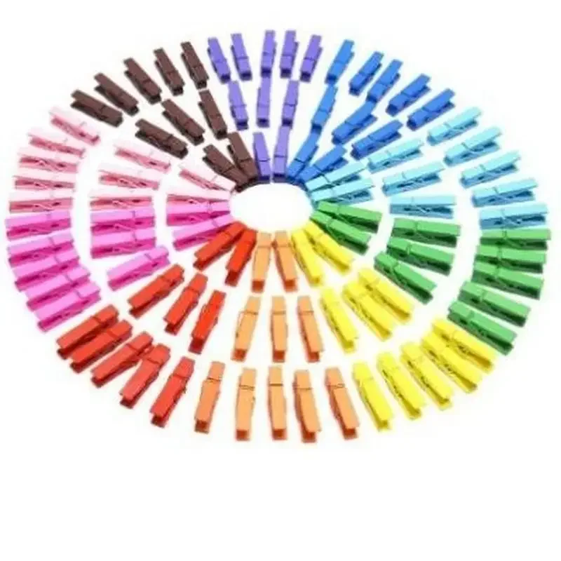 20Pcs Colorful Small Wooden Clip Wooden Clip Color Rope Single Color