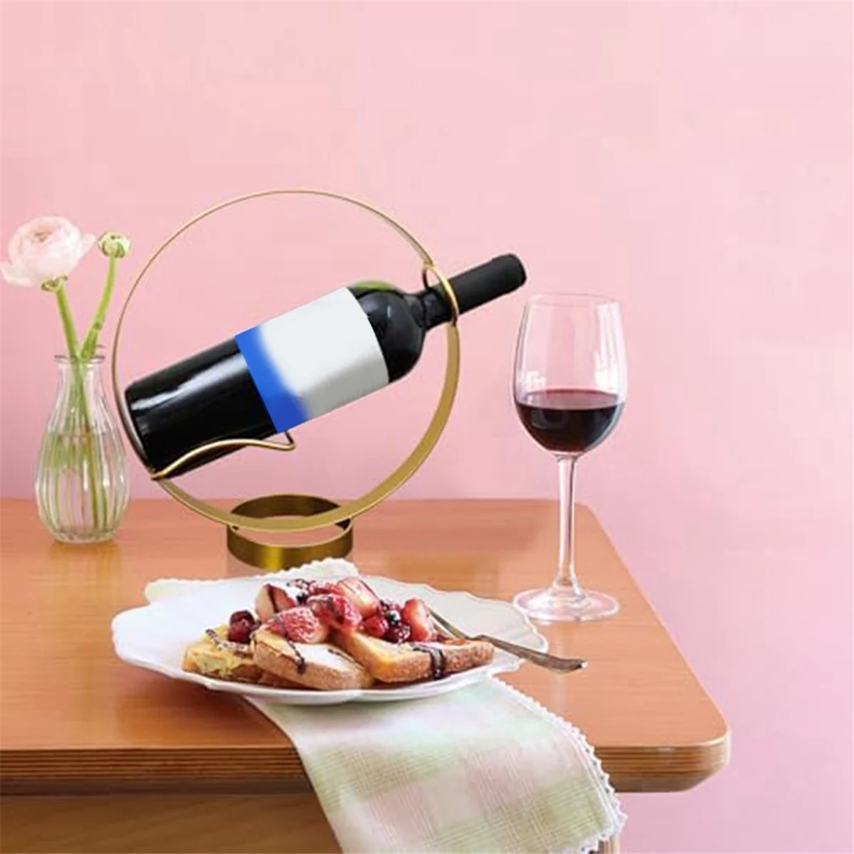 Wine Holder Stand for Tabletop and Countertop - Metal Single Wine Bottle Rack Decorative Freestanding Wine Racks