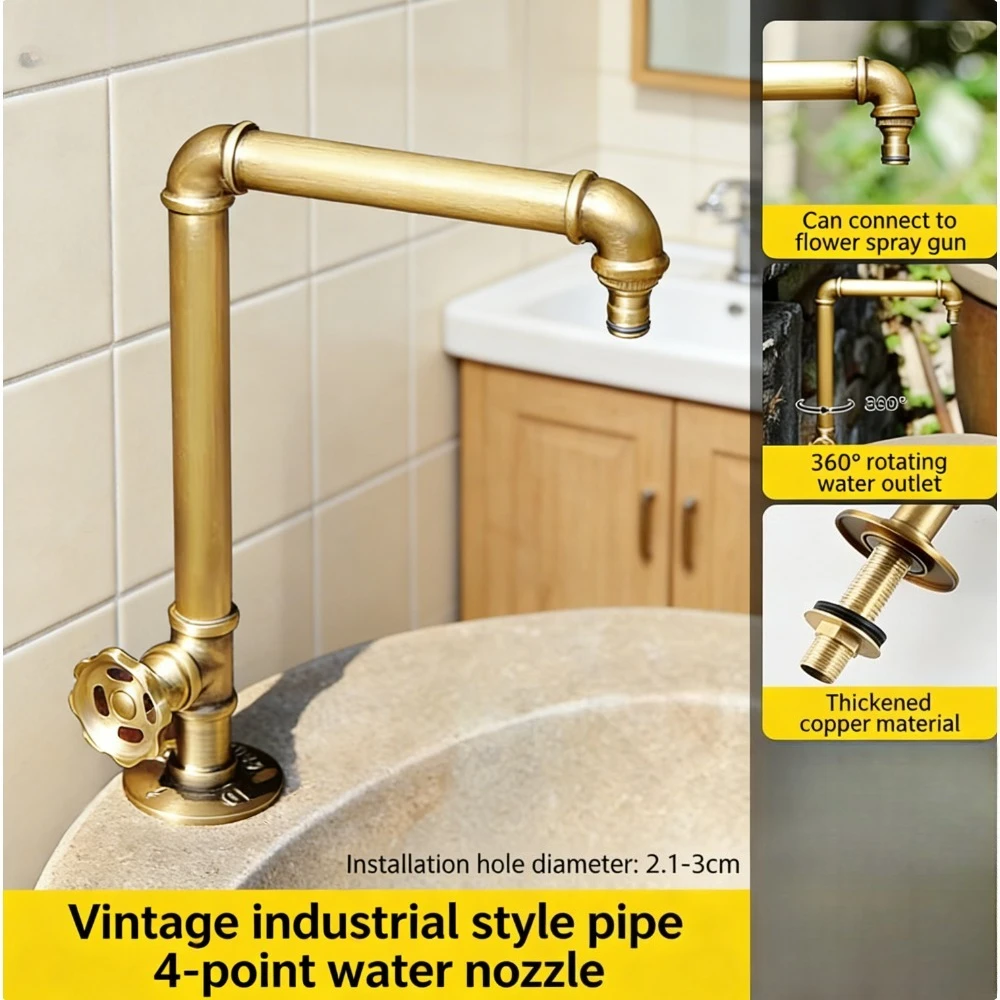 

European antique brass faucet, bathroom basin faucet, brass sink, rotating model
