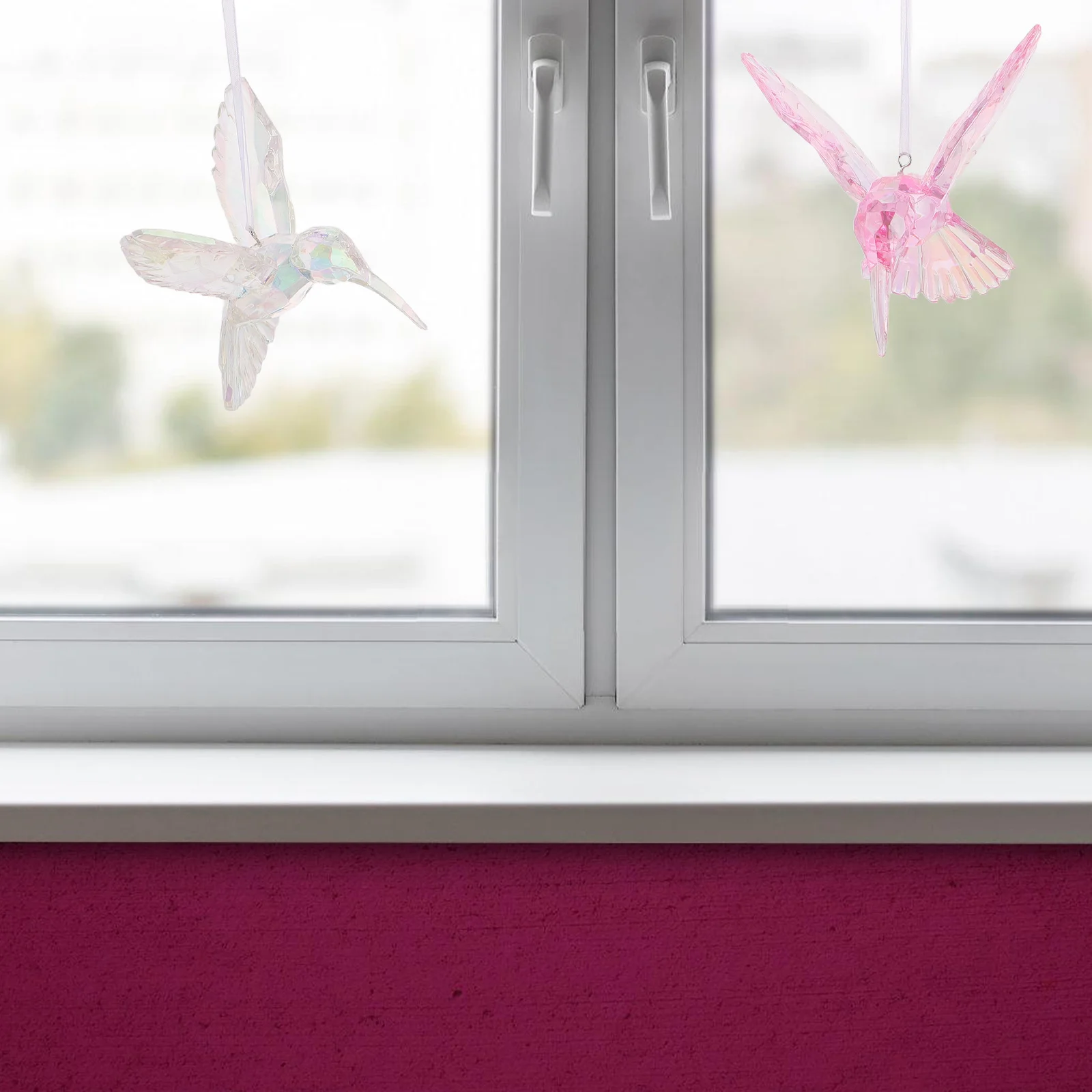

3pcs Acrylic Bird Hanging Ornaments Transparent Iridescent Hummingbird Suncatchers For Window Home Office Decor Bird Lovers