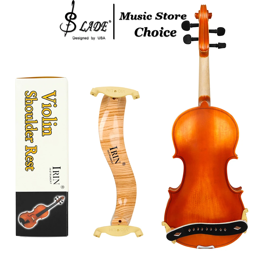 IRIN 4/4 Violin Shoulder Rest Maple Wood Adjustable Height Shoulder Rest with Silicone Non-Slip Feet Foam Pad for Violin Fiddle