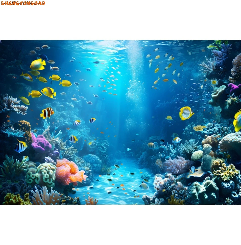 خلفية العالم تحت الماء، أسماك قاع البحر، دولفين مرجاني، حوض السمك، ديكور الطفل، حفلة عيد ميلاد، لافتة خلفية للتصوير الفوتوغرافي