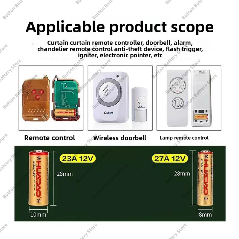 بطارية قلوية 12 فولت A27 - تدوم طويلاً للغاية لجرس الباب، ومفتاح السيارة، وجهاز التحكم عن بعد (A27/G27A/MN27/MS27/GP27A/L828) #2