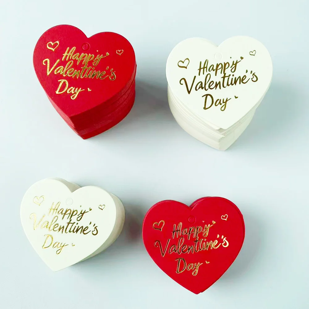 Etiquetas de papel en forma de corazón blanco y rojo, etiquetas de regalo para el Día de San Valentín, tarjetas, etiquetas, ropa, accesorios DIY, decoración artesanal