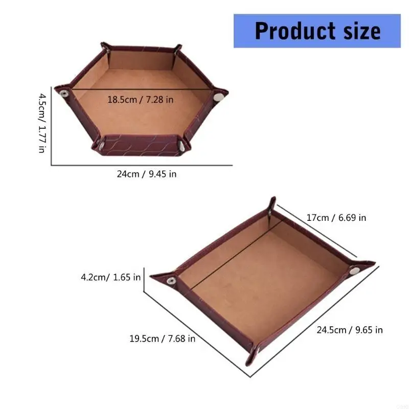 

G99E PU Leather Valet Tray For Jewelry Key And Phone Storage Elegant Catchall Bowl Small Item Home Office Ornament