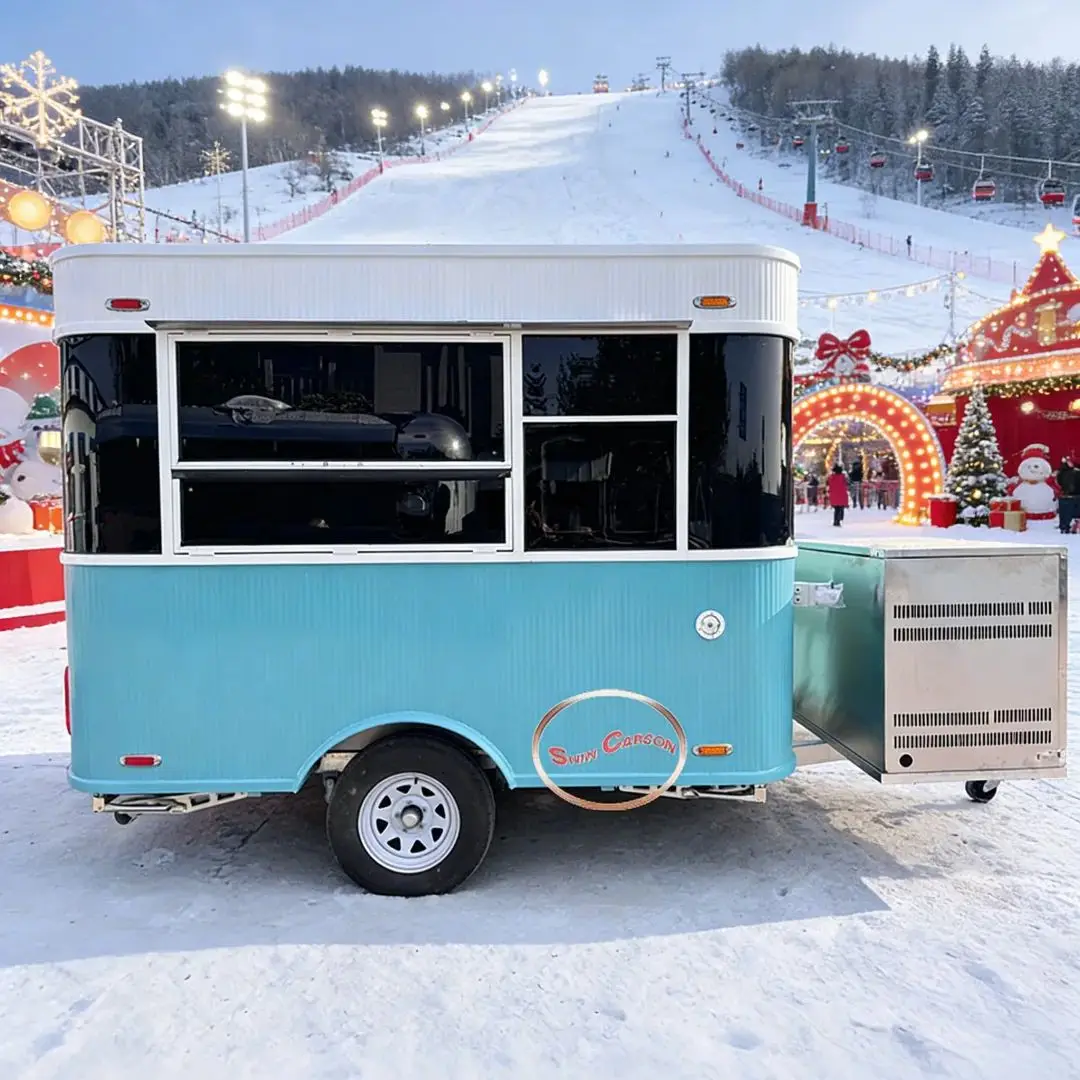 

Fiberglass Mobile Food Cart Catering Trailer with Stainless Steel Kitchen Equipment for Outdoor Food Business