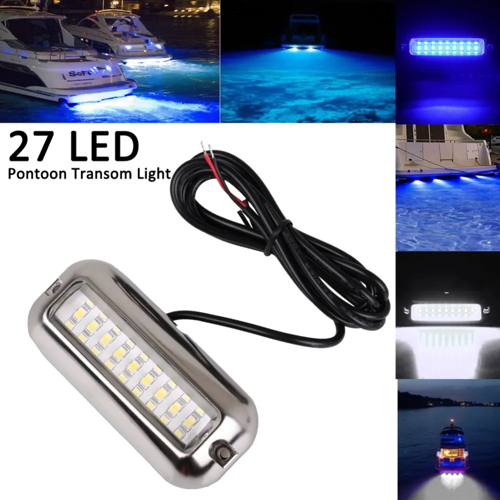 2PCS 27LED Blau/Weiß/Rot Edelstahl Wasserdichte Lichter Unterwasser Ponton Für Marine Boot Heck & Blau licht Segeln Lampe 50W – Detail 9