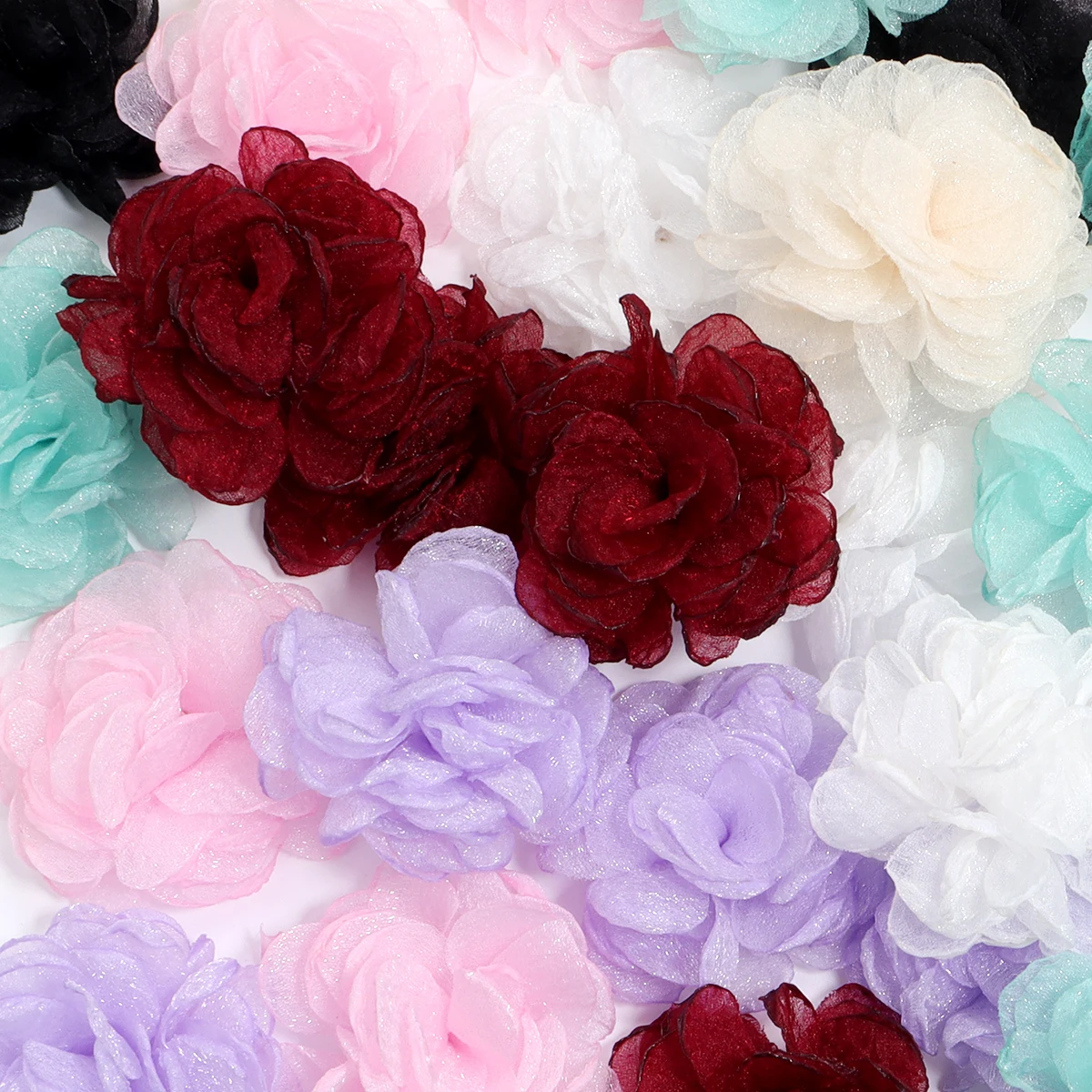 2pcs/lot princess style organza flower fabric burnt edge gauze DIY versatile hairpin clothing accessories hair accessories