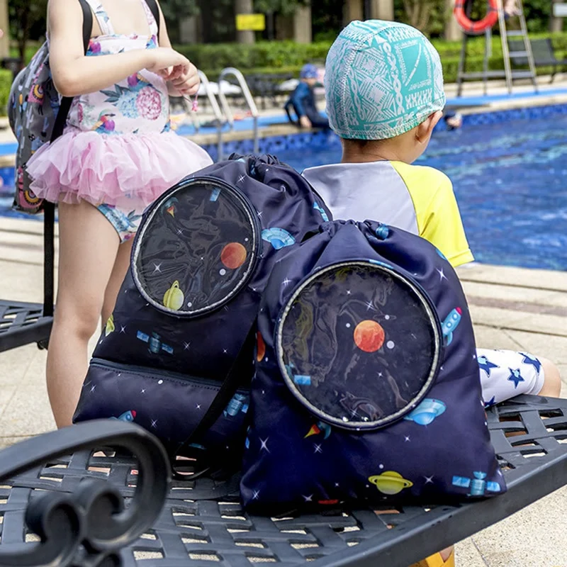 Swimming Pouch Kids Drawstring Bag Storage Sack Outdoor Diving Snorkeling Fins Footwear Dry and Wet Separation Accessory