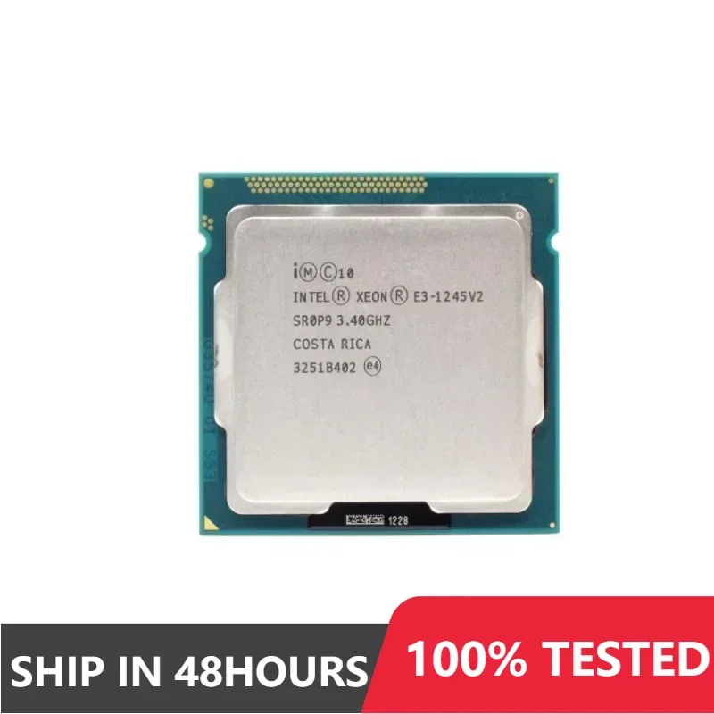 1pcs/5pcs/10pcs Intel Xeon E3-1245V2 E3 1245 V2 E3 1245V2 Quad Core CPU Processador 3.4GHz LGA 1155 8MB SR0P9 Usado Teste perfeito