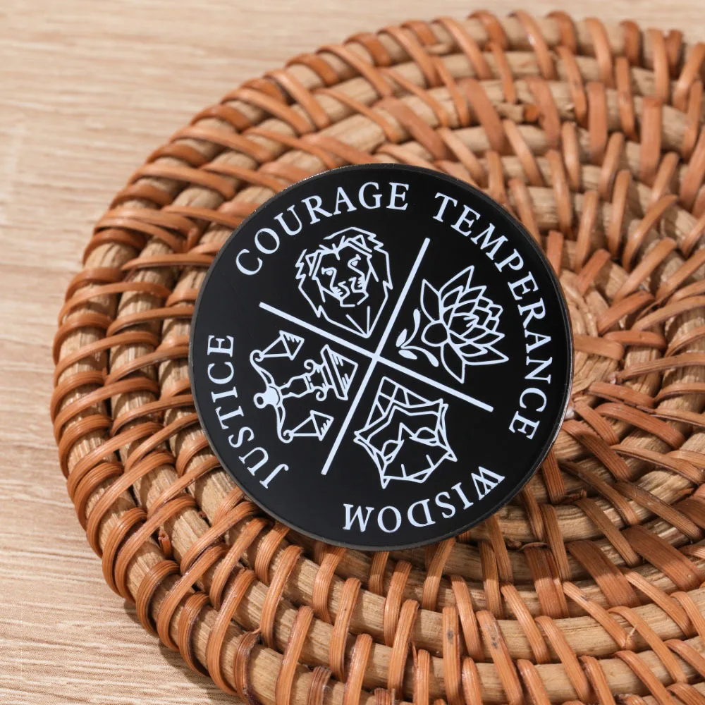 الرواقية المينا دبابيس الحكمة العدالة الشجاعة مزاجه شارة التلبيب بروش الديكور المجوهرات #4