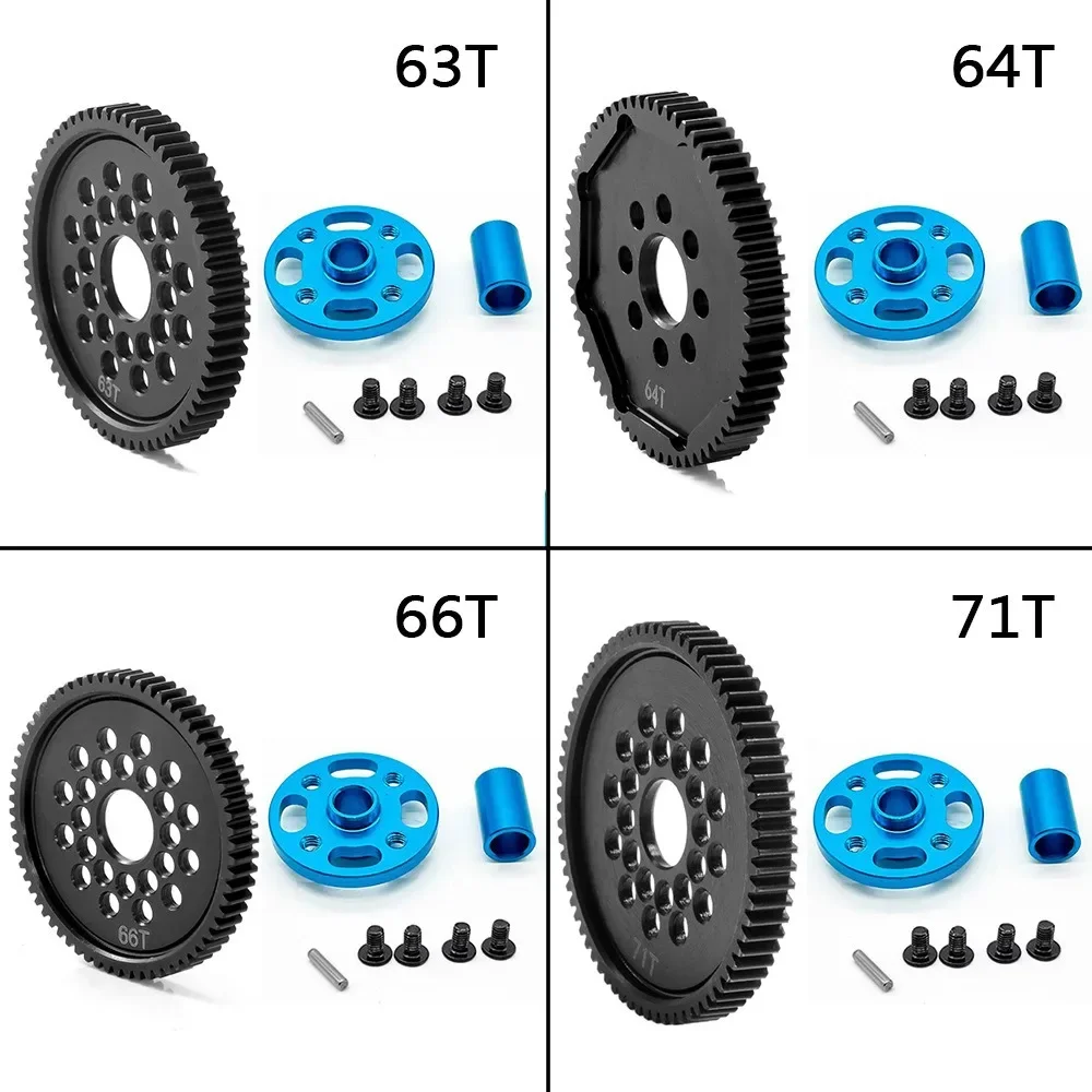 

Metal 63T 64T 65T 71T 54500 Spur Gear and Gear Mount High Speed Gear Set for Tamiya TT-02 TT02 1/10 RC Car Upgrade Parts