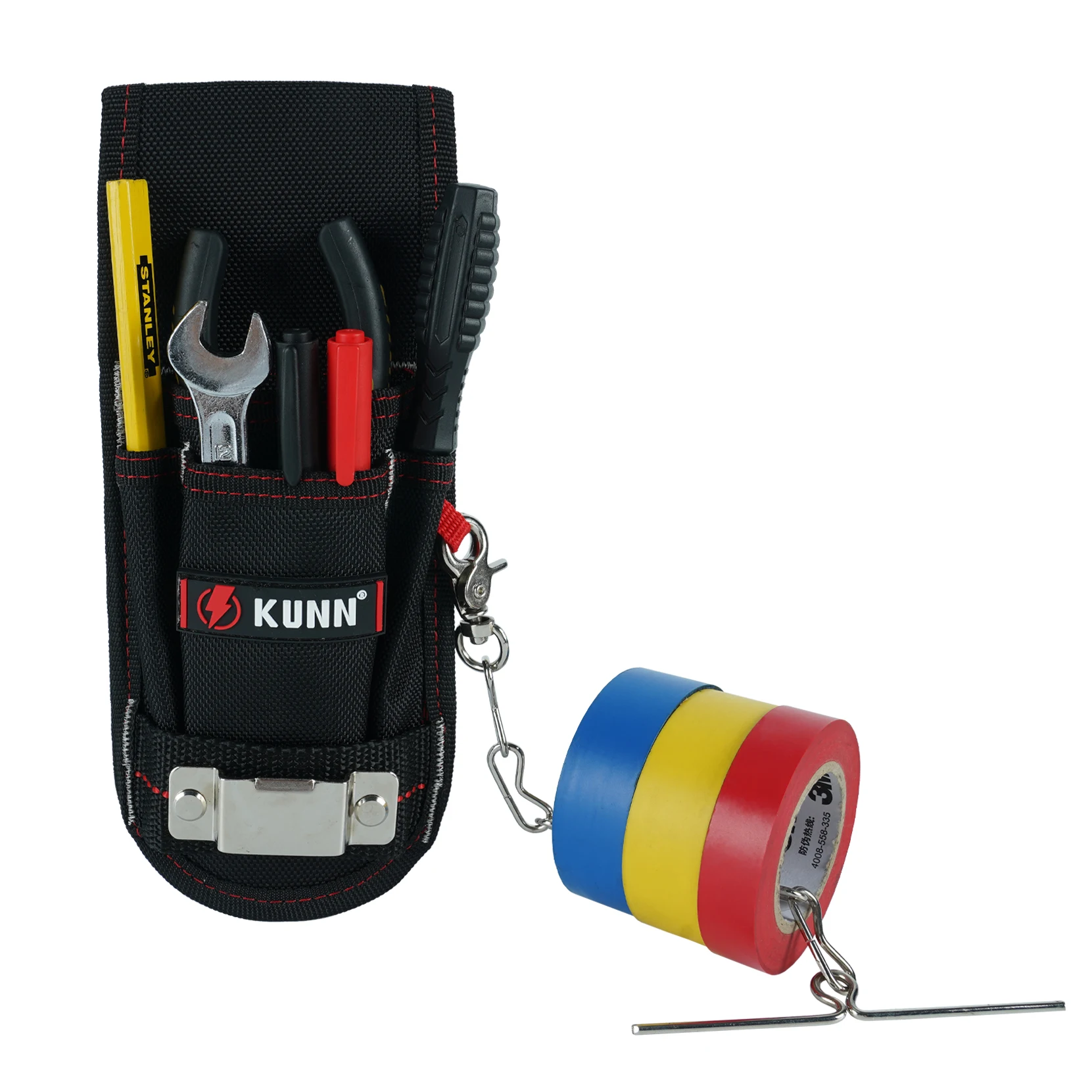 

KUNN Small Tool Pouch with Belt Clip, Utility Tool Organizer with Tape Measure Holder, Electrician Tool Pouch for Belt