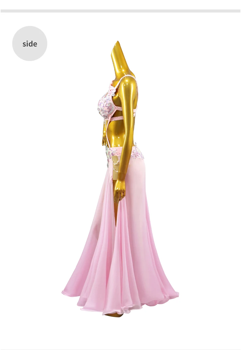 Damen-Abendkorsett, orientalisches Kostüm für Mädchen, Tanzanzug, Bauchtanzkleid, Bühnen-Tanzkleidung, Bauchtanz-Praxis-Outfit, langes Outfit – Detail 9