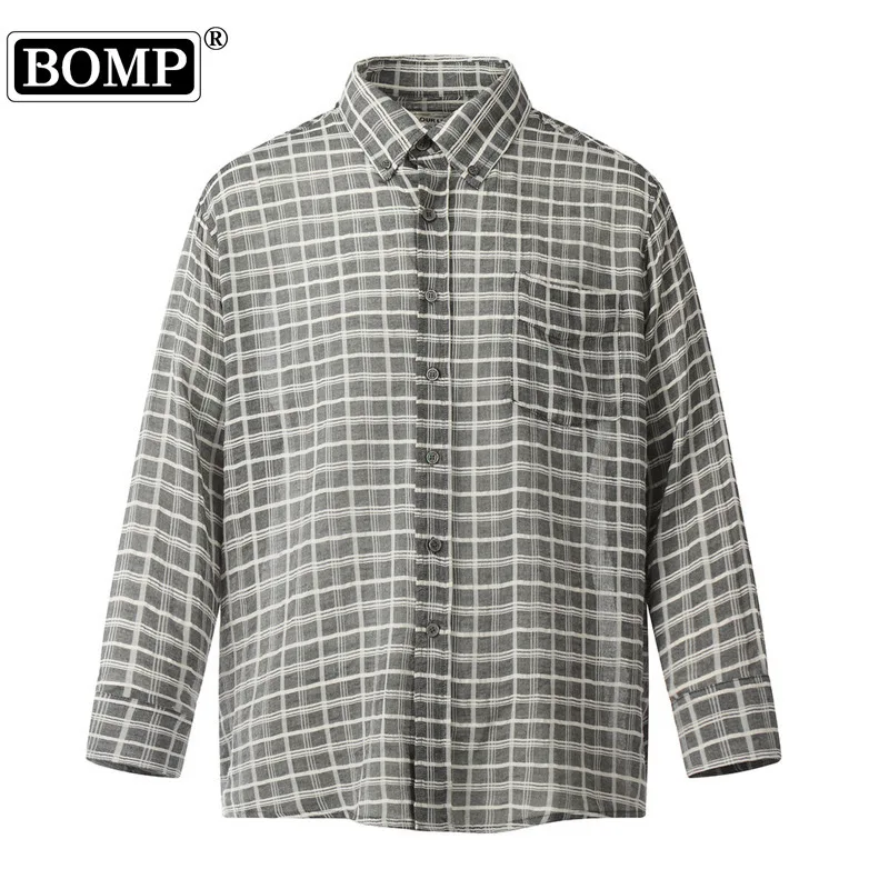 

[BOMP] OUR LEGACY Niche Fashion Brand Hong Lazy Style Wide Cut Casual Plaid Long Sleeved Shirt