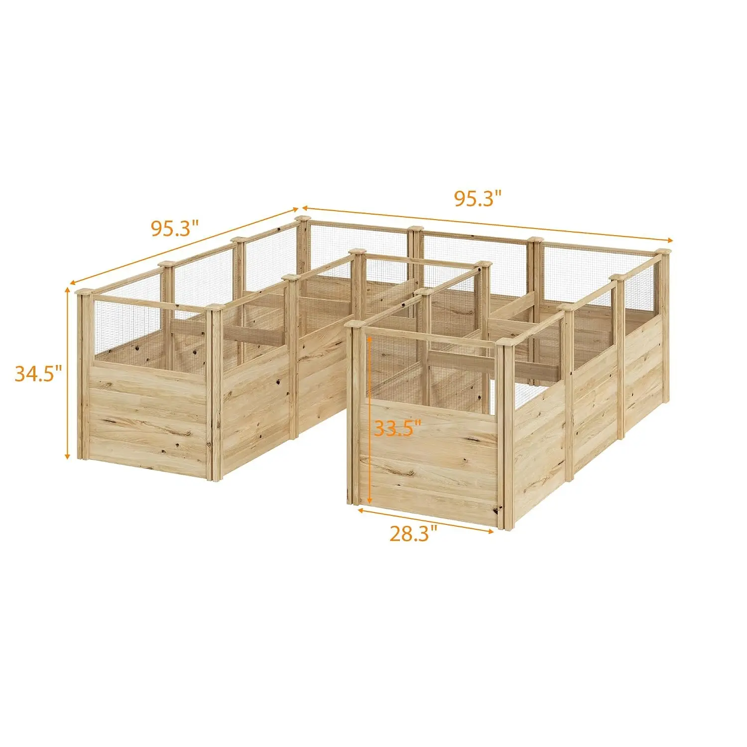 8x8 Ft Wooden Raised Garden Bed, Transformable Outdoor Planter Box with Elevated Iron Mesh, Open Base Cedar Garden, Customized
