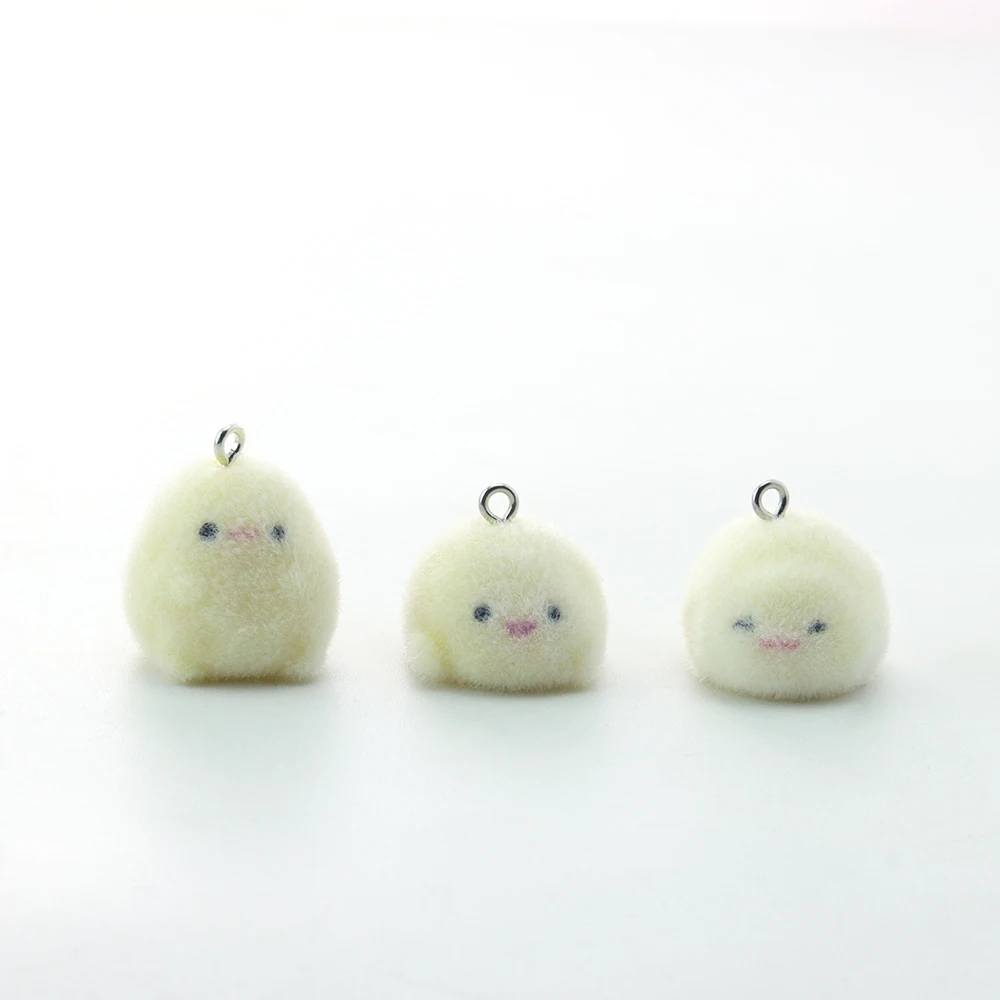 21pcs 3D Flocking Resin Potato Elf Charms Plush Dolls Pendants for Necklace Earrings Keychain Making DIY Jewelry Accessories