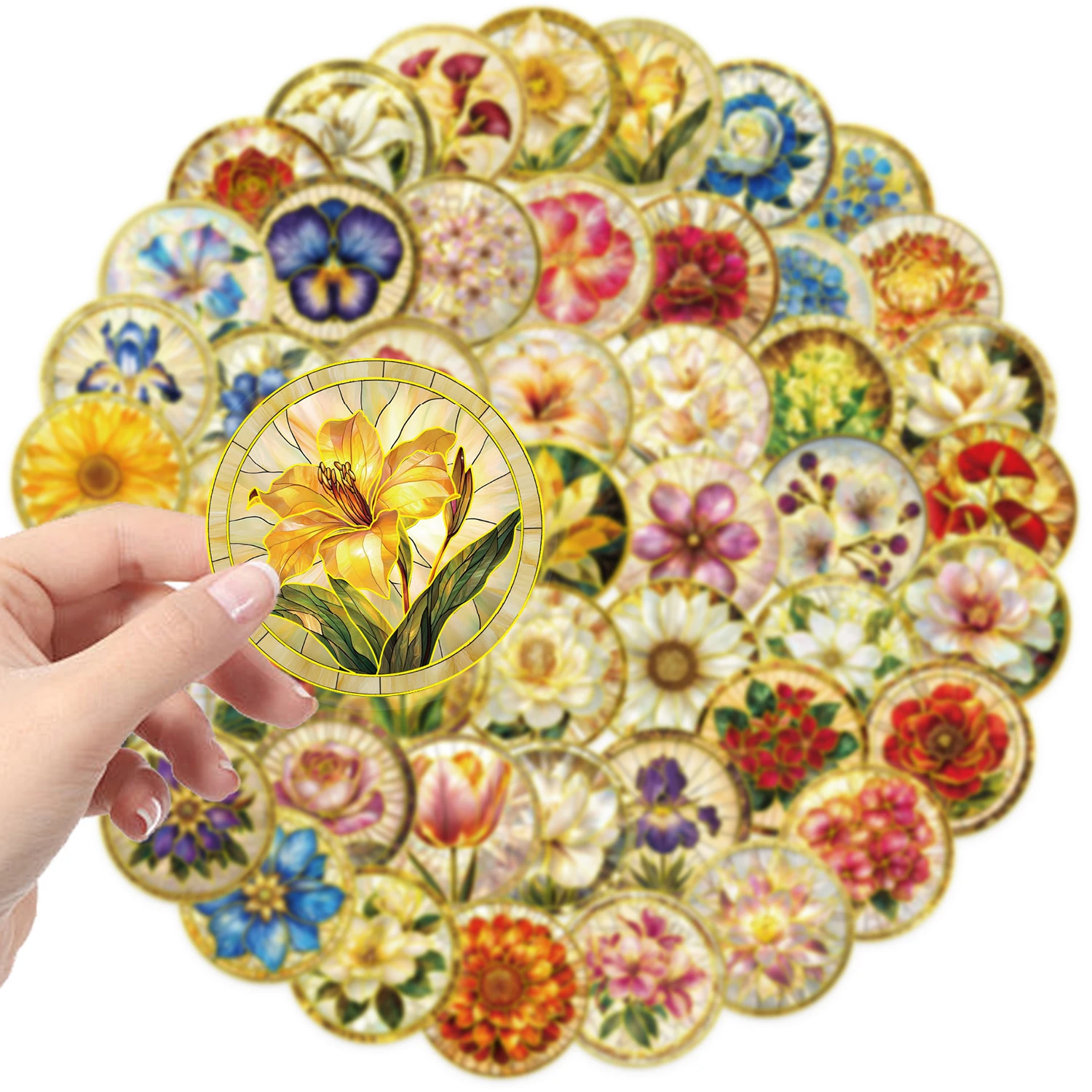 50PCS Gold-Foiled Qili Stickers Transparent Waterproof PET DIY Decorative Stickers for Bullet Journals, Phones, and Laptops