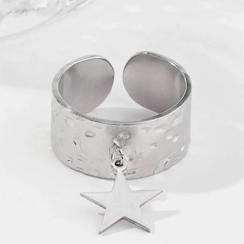 Korean Star Charm Open Ring For Women Gold SIlver Color Width Circle Smooth Metal Finger Ring Daily Wear Ins Party Jewelry