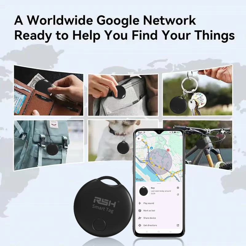 RSH 4 قطعة أندرويد لتحديد المواقع المقتفي العمل مع تطبيق Google's Find Hub تحديد مفاتيح حقيبة أطفال مكتشف الحيوانات الأليفة لعلامة سامسونج Xiaomi Pixel الذكية #2