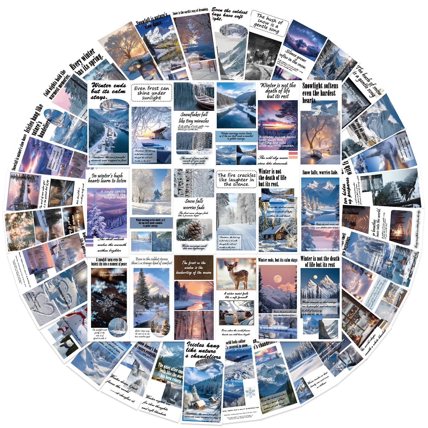 50개 겨울 테마 씰링 스티커, 힐링 두들 장식 스티커, 노트북, 휴대폰, 여행 가방에 적합