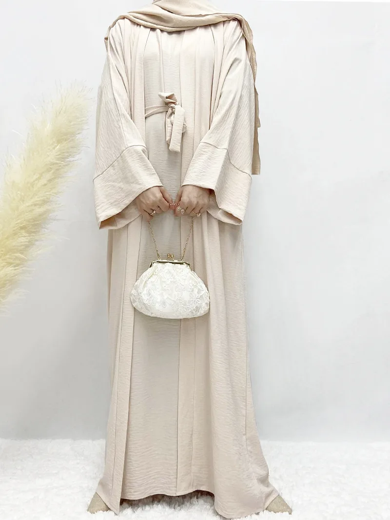 

Muslim Women's Dress 2-piece Set With Belt Dubai Cross-border Women's Robe 2-piece Set Islamic Clothing Muslim Sets