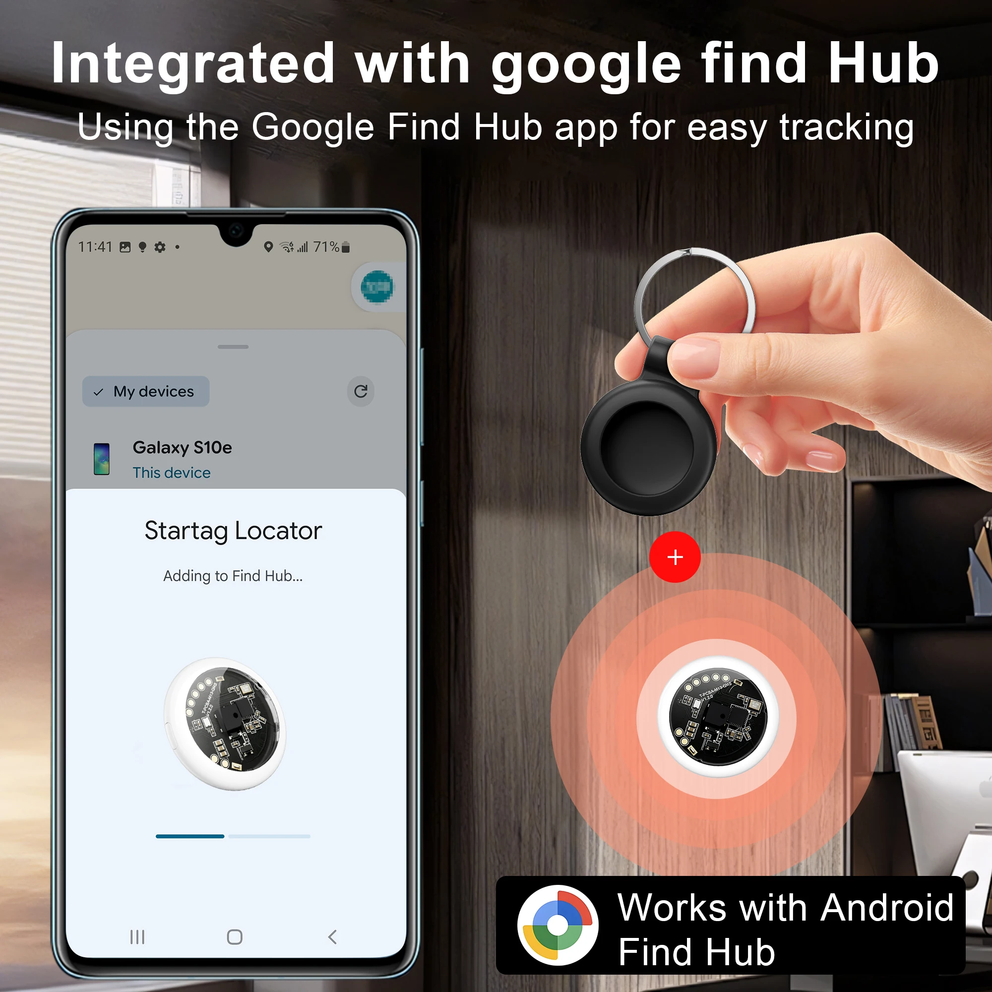 Smart Android Find Hub Tracker Keychain Anti-Lost Item Finder with Left behind Reminder for Backpack Wallet Suitcase