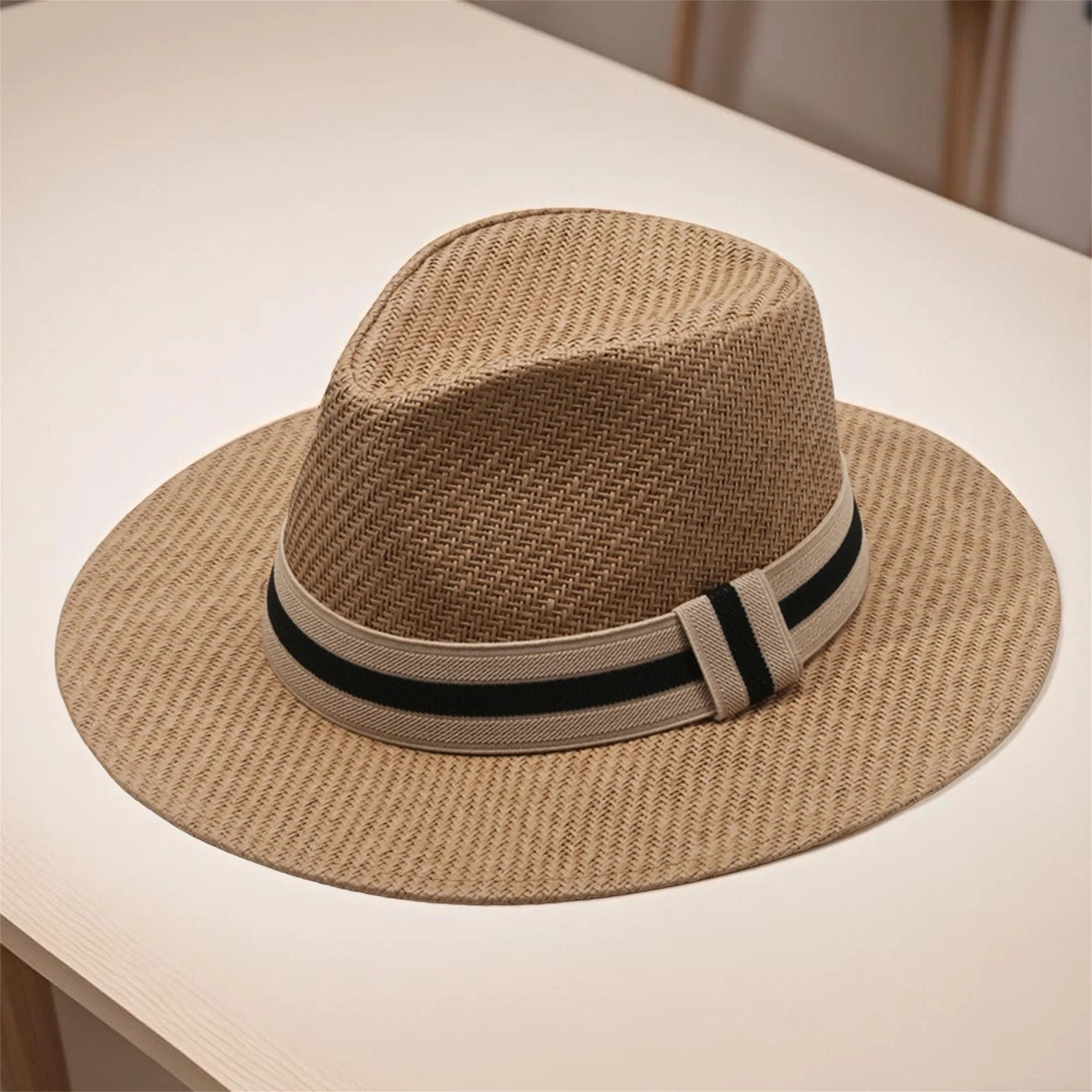 Heren Dames Strohoed met brede rand Boho-stijl Lichtgewicht zonnepet voor buitenactiviteiten en strandvakantiekleding