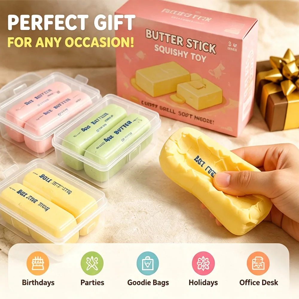 Fun Event Party Favors Handmade Wax Cracking Fake Food Butter Cheese Tactile Squeeze Prop ASMR Crunchy Sound Goodie Bag Stuffer