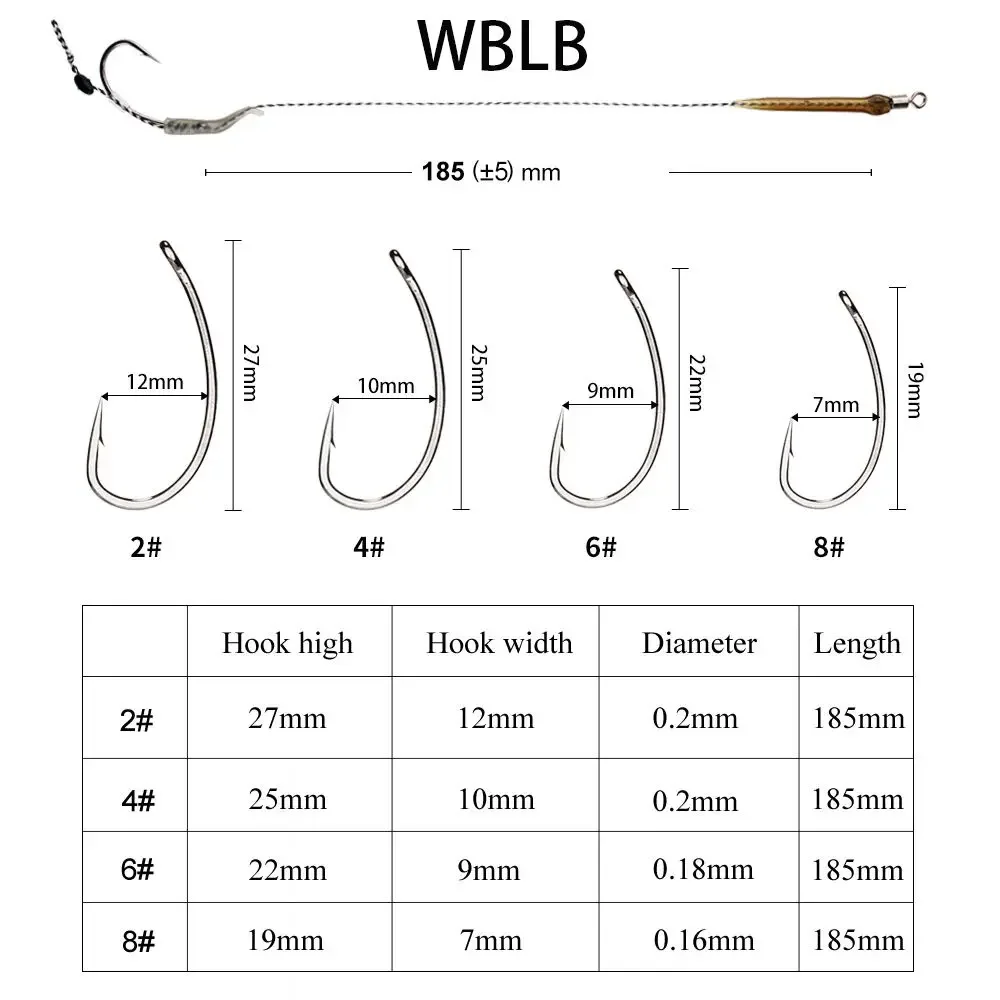 6-8pcs 18.5cm Carp Fishing Ready Made Hook 30-60LB 2/4/6/8# Leader Carp Fishing Hooks Europe Feeder Group Hooks Carp Tackle image 6