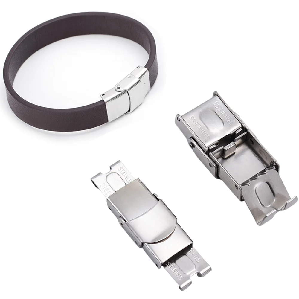 10Pcs Stainless Steel Crimp Jaw Clasp Watch Band Clasps Leather Buckle Bracelet Bayonet Clasp Jewelry Making Supplies Accessorie