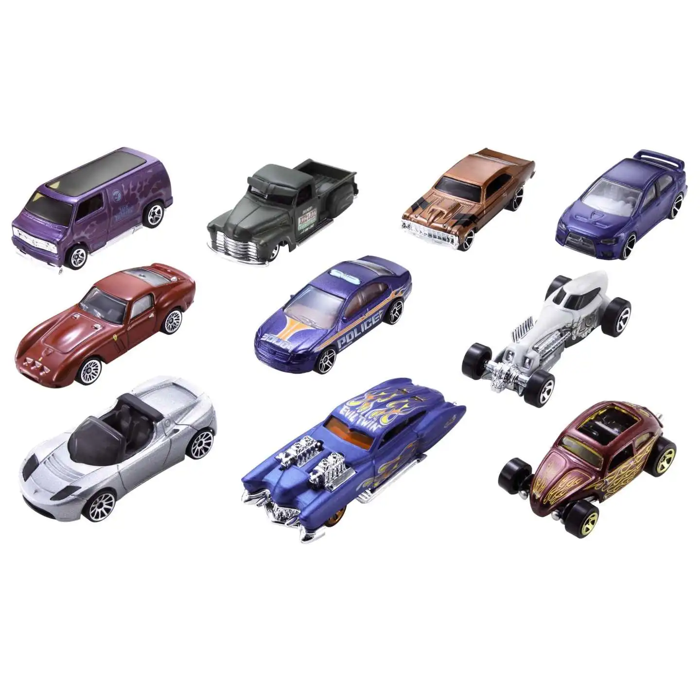 Hot Wheels Toy Cars 1:64 Scale Die-Cast Metal Car 10-Pack Race Cars Semi Rescue lub Construction Trucks Boys Toy Car Gift Set