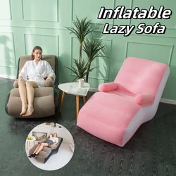 2024 New Simple Single Person Leisure Portable Indoor Inflation Air Camping Bed Sofa Pink Pvc Inflatable Sofa Lazy Sofa Foldable