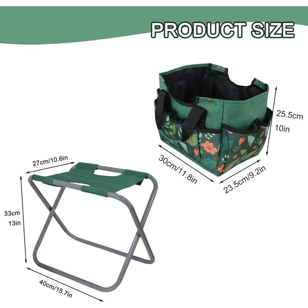 Taburete de jardín plegable con bolsa de mano desmontable, asiento multifuncional para jardinería, Camping, pesca, actividades al aire libre