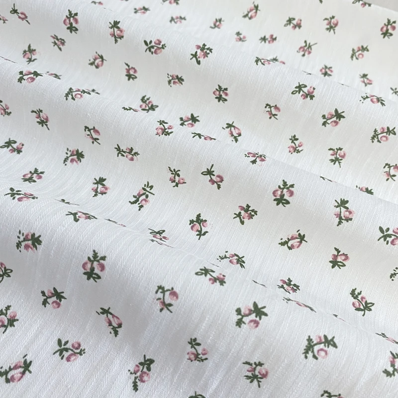 3/5/10M Ditsy Floral White Cotton Fabric For Sewing Spring/Summer Dress By the Meter With Small Flower Print