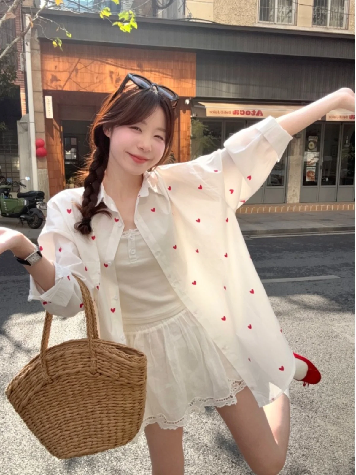 

plus Size Long Sleeve Neck Shirt Women's Autumn Design plus Size Outerwear for Plump Women Meat Concealing Slimming Top