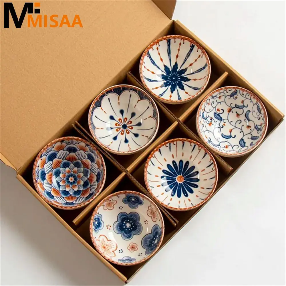 Fruit Food Feeding Bowl Creative Luxury Ceramic Gift Ramen/rice/noodles/soup Bowl Underglaze Color Process Japanese Style Bowl