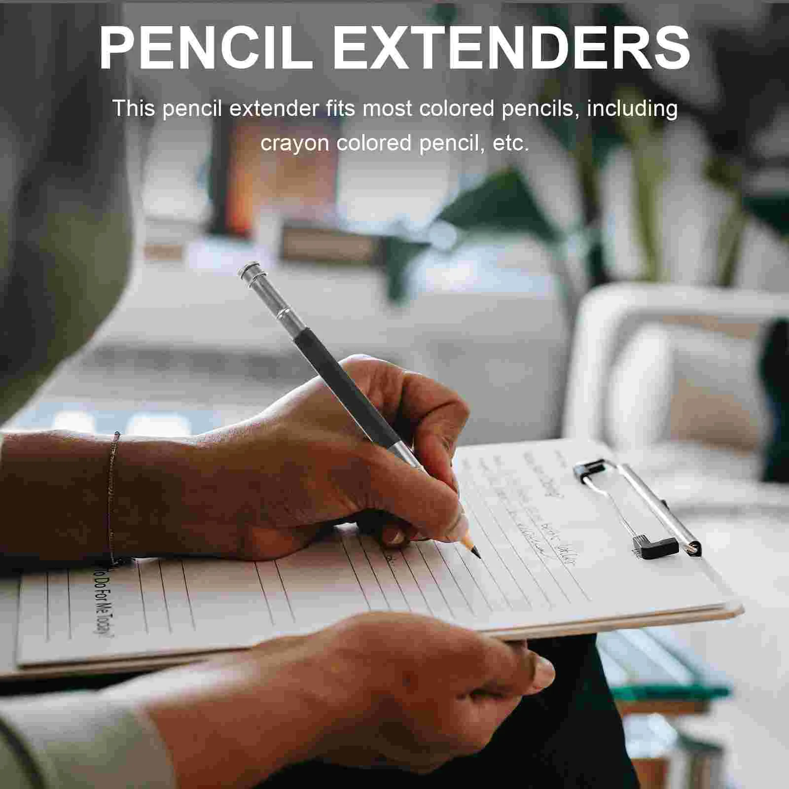 5pcs Daily Use Pencil Extenders Stainless Steel Crayon Extension Tools School Pencil Holders extension holder